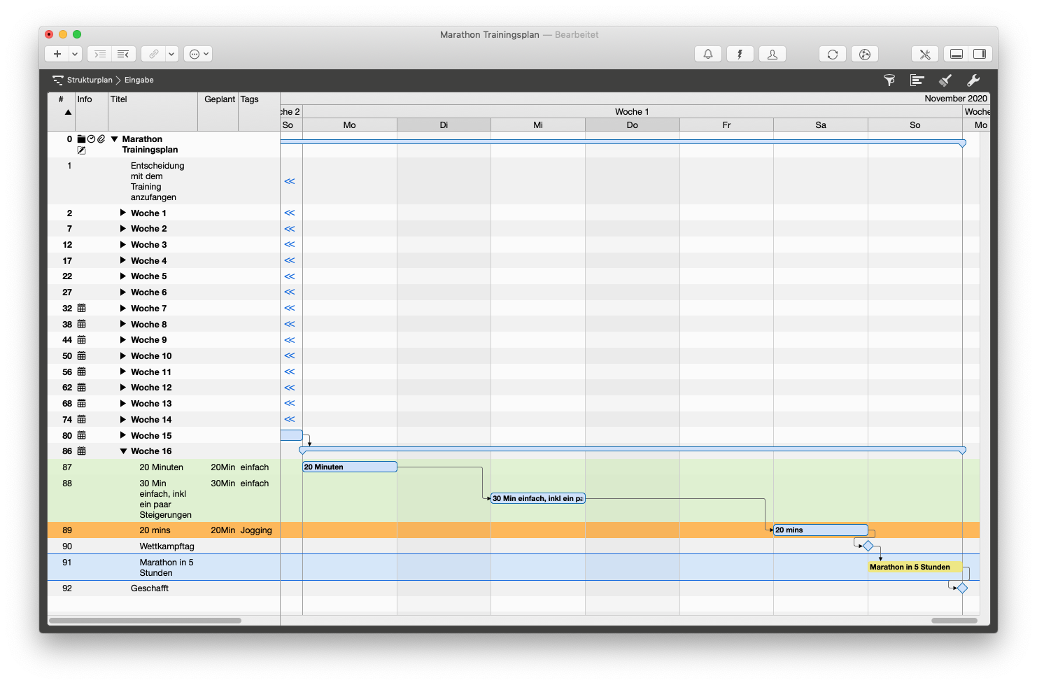 Der Plan in Merlin Project auf dem macOS Der Plan in Merlin Project auf dem macOS
