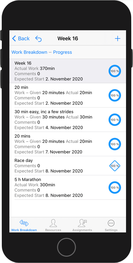 Activities of the week in Merlin Project iOS app on iPhone