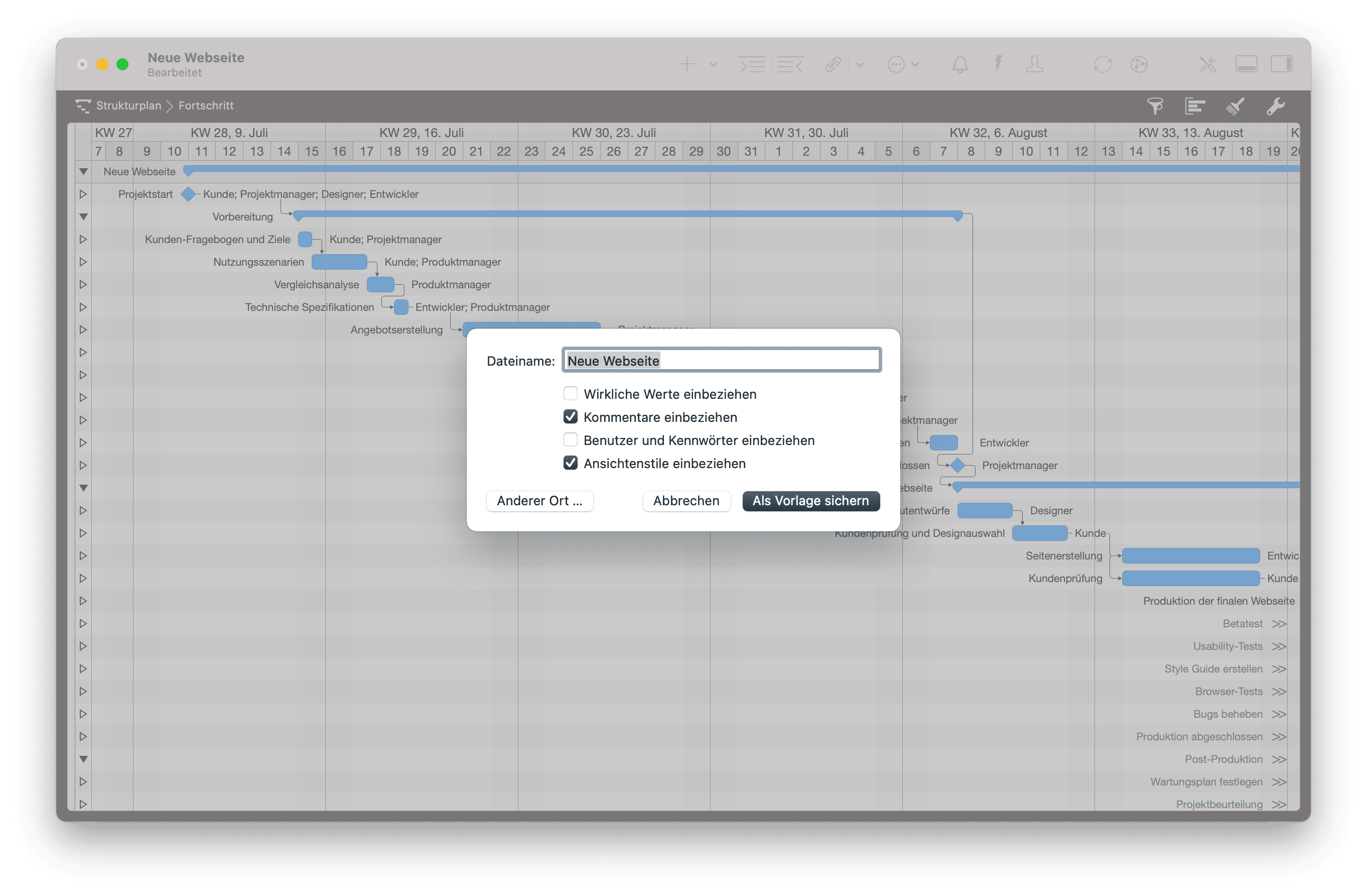 Merlin Project: Optionen für Vorlagen