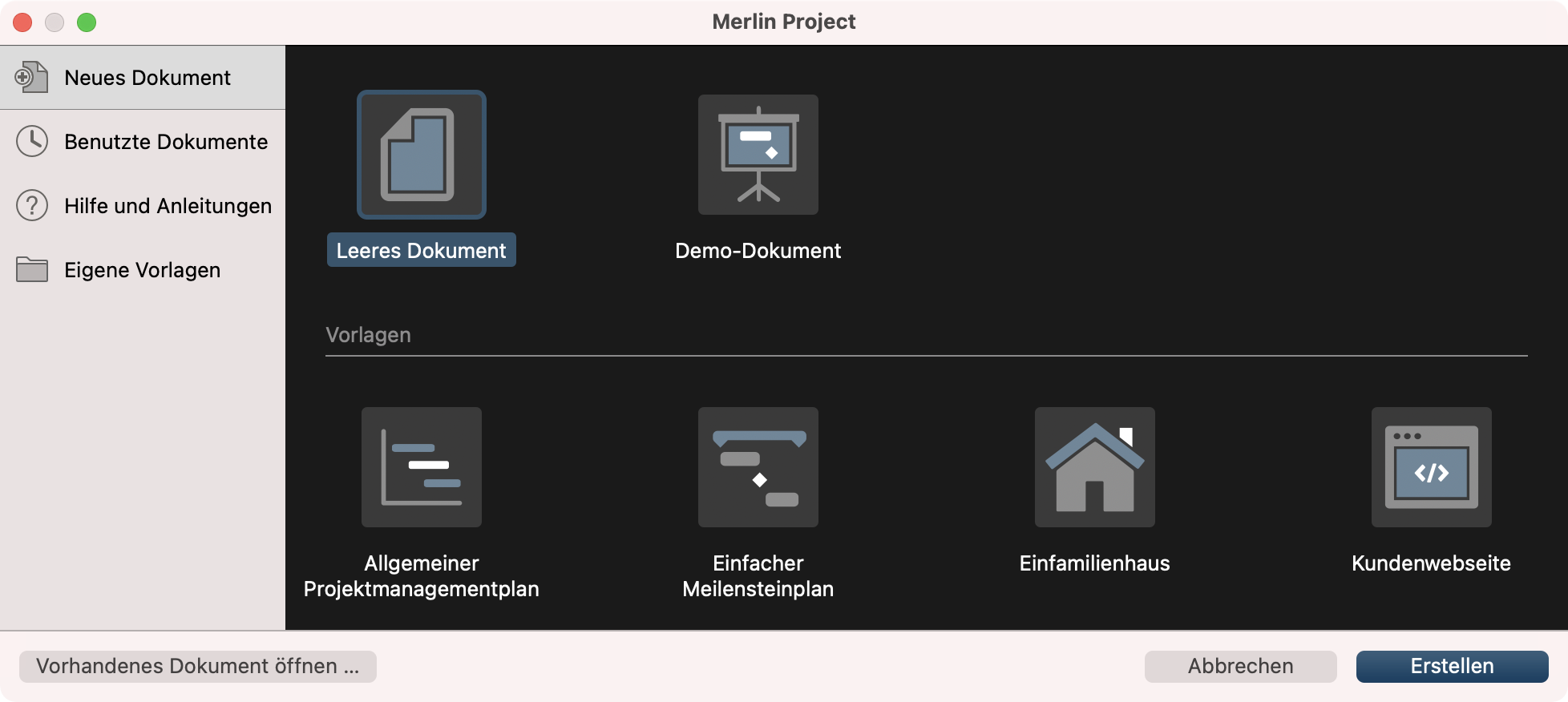 Dokumentendialog unter macOS Dokumentendialog unter macOS