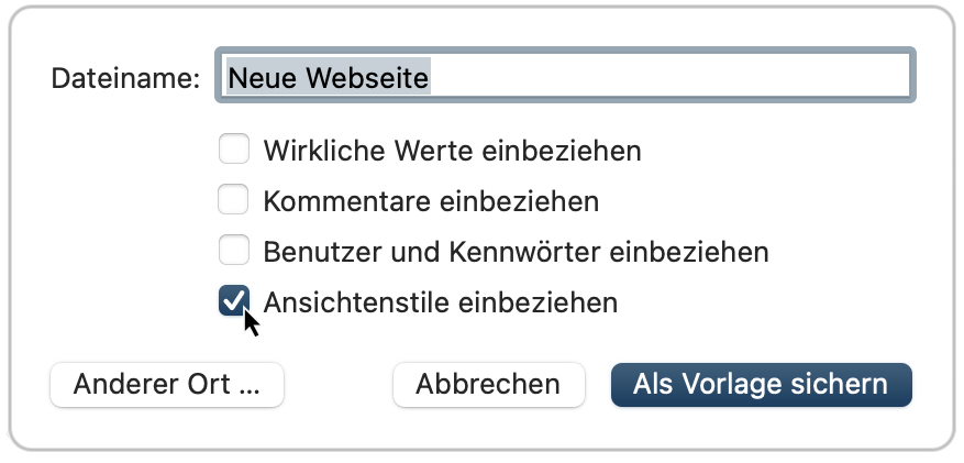 Merlin Project auf macOS: Vorlage sichern - Ansichtenstile einbeziehen Merlin Project auf macOS: Vorlage sichern - Ansichtenstile einbeziehen