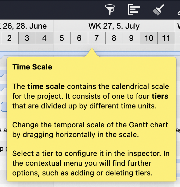 Help text for the time scale Help text for the time scale