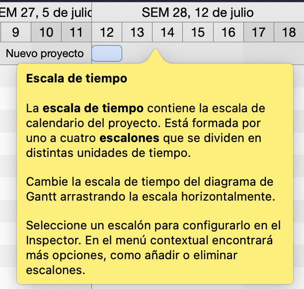 Texto de ayuda para la escala de tiempo