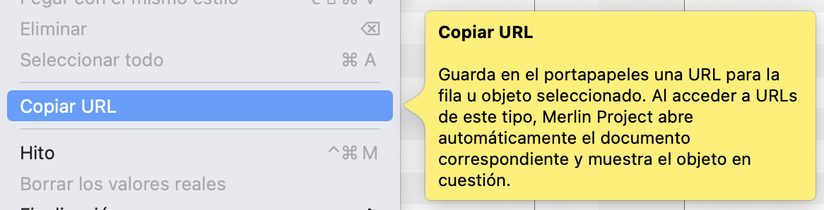 Texto de ayuda para el elemento de menú