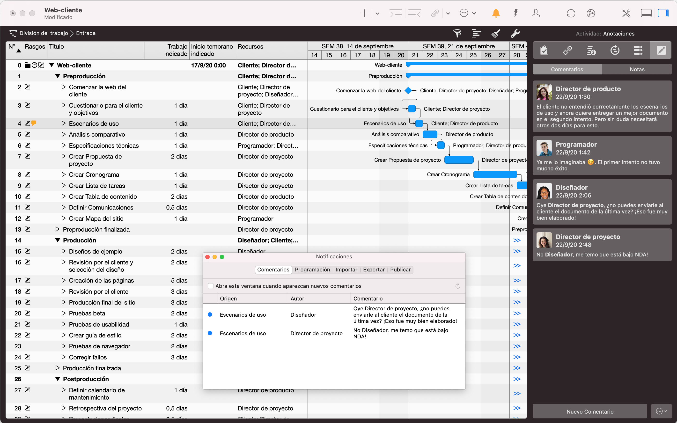 Comentarios y anotaciones en Merlin Project
