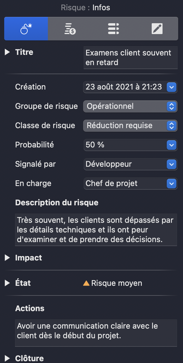 Gestion des risques dans Merlin Project