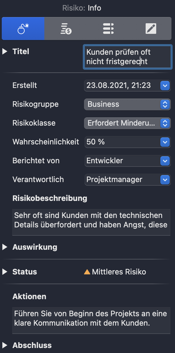 Risikomanagement in Merlin Project Risikomanagement in Merlin Project