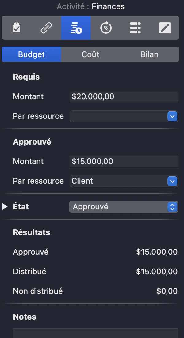 Gestion du budget dans Merlin Project