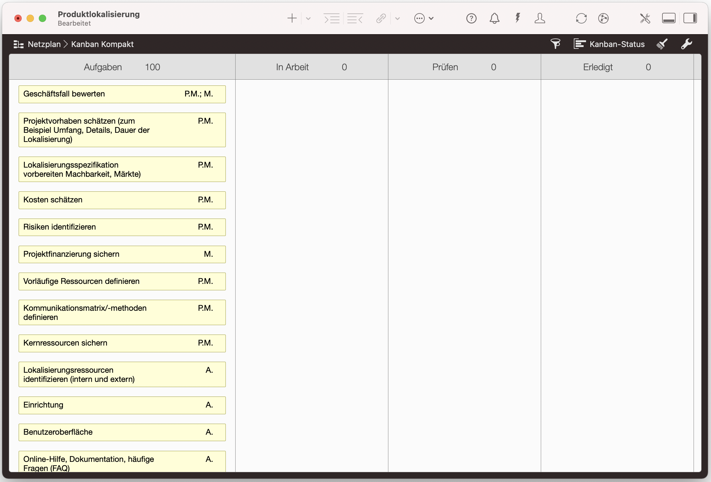 Kanban-Tafel, lange Backlog Liste