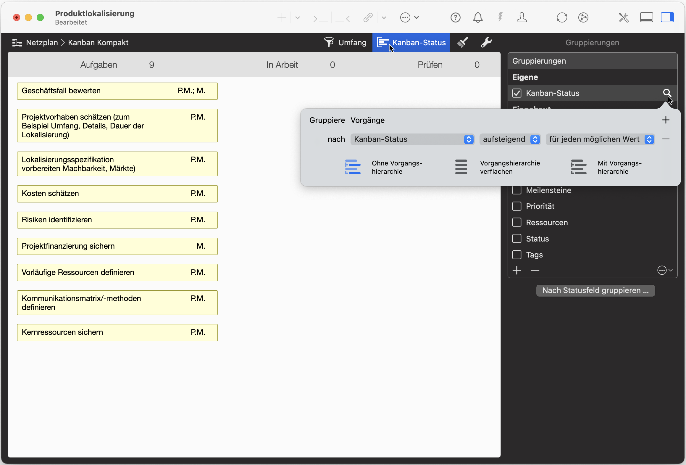 Zusätzlich nach Priorität gruppieren