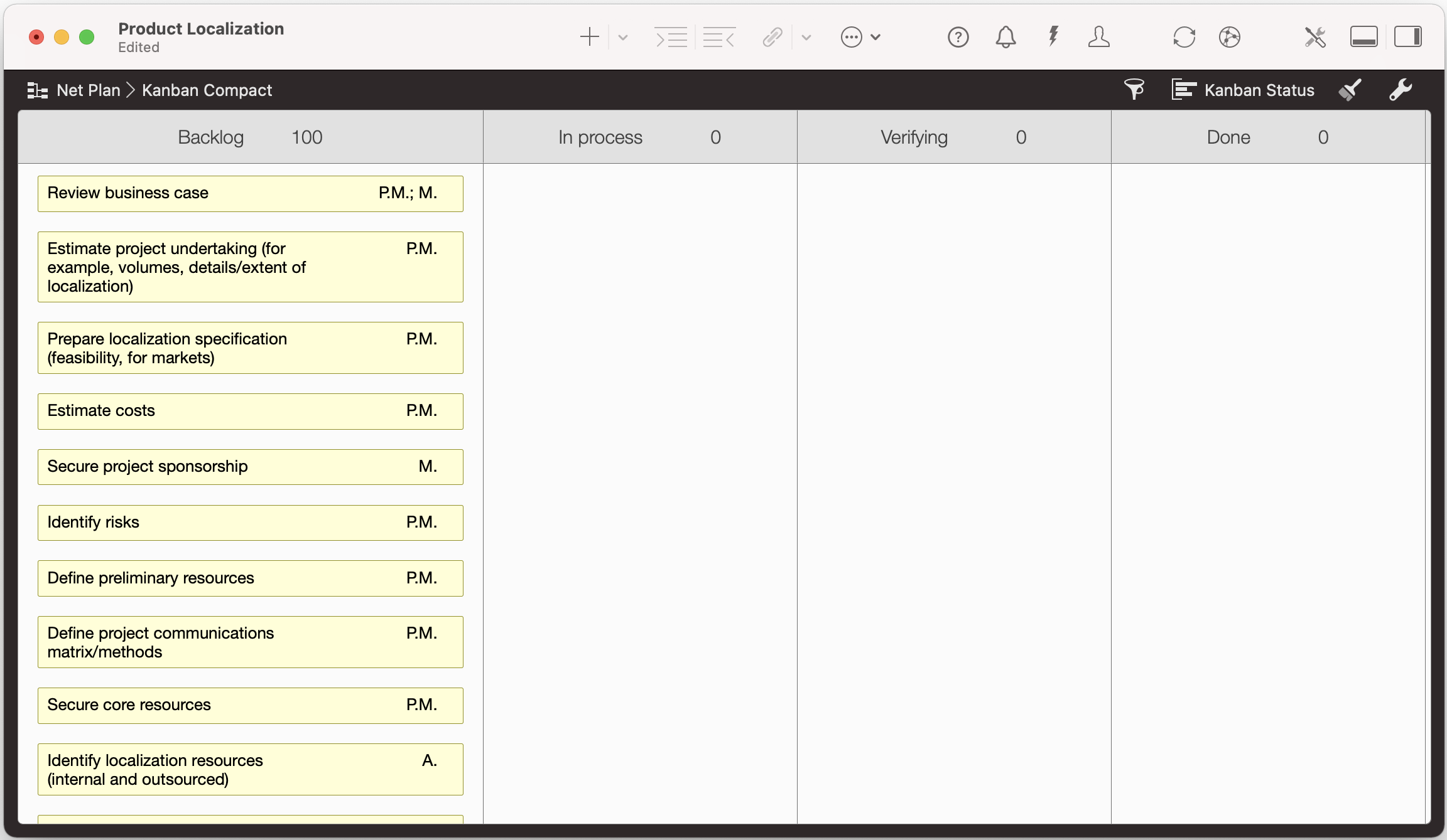 Kanban Board, Long Backlog list