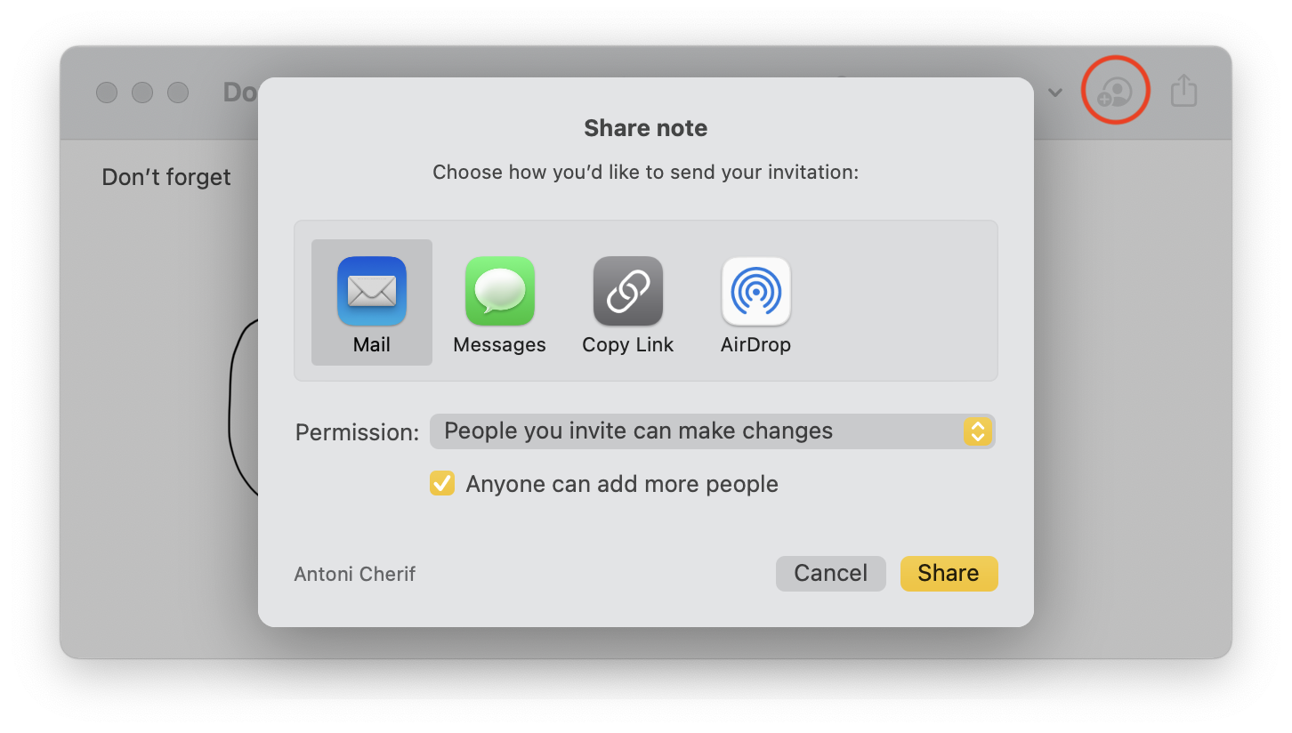 Share notes with others Share notes with others