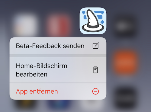 iOS Kontextmenü