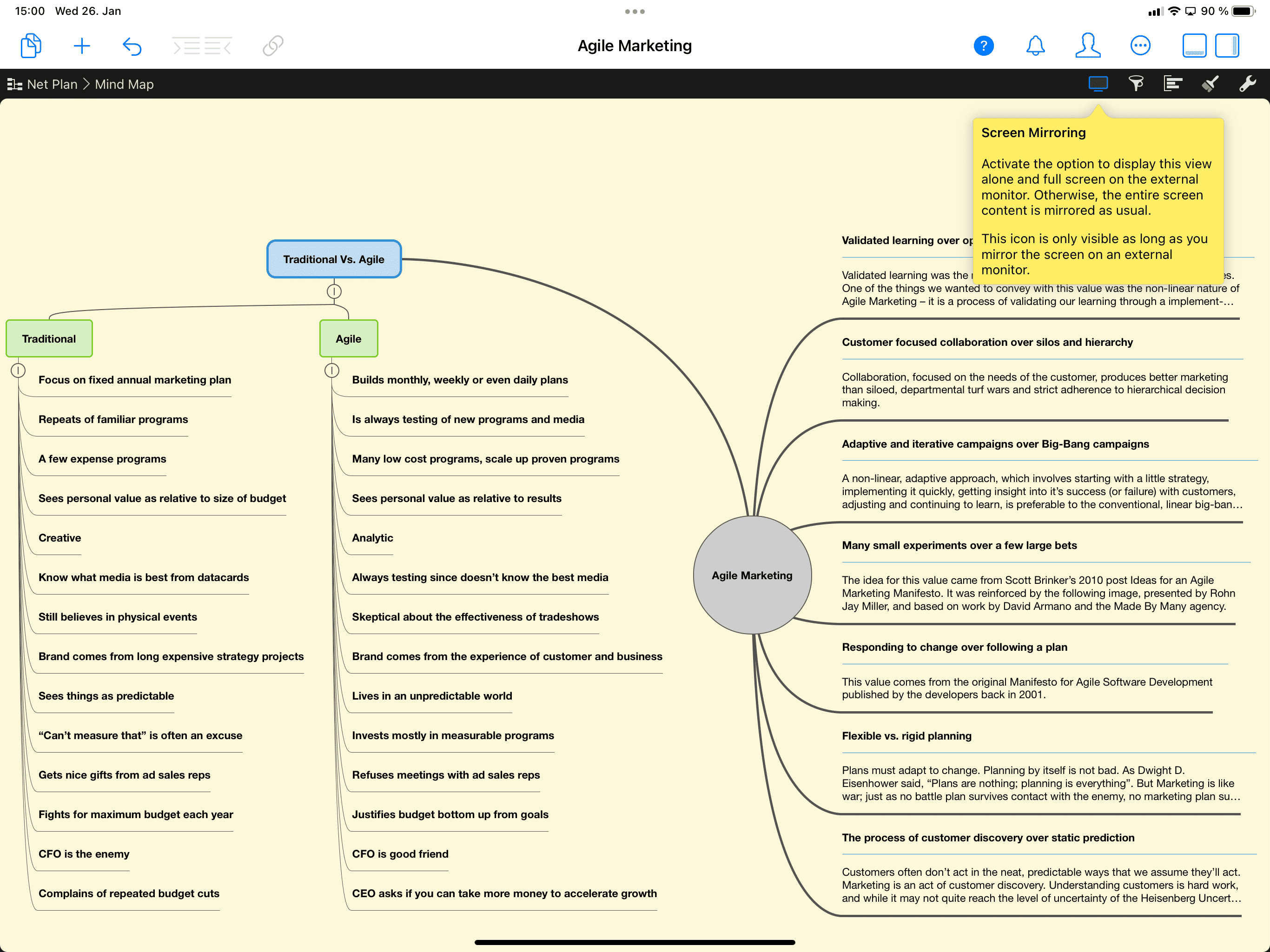 Reflejar la pantalla mediante AirPlay en Merlin Project en el iPad