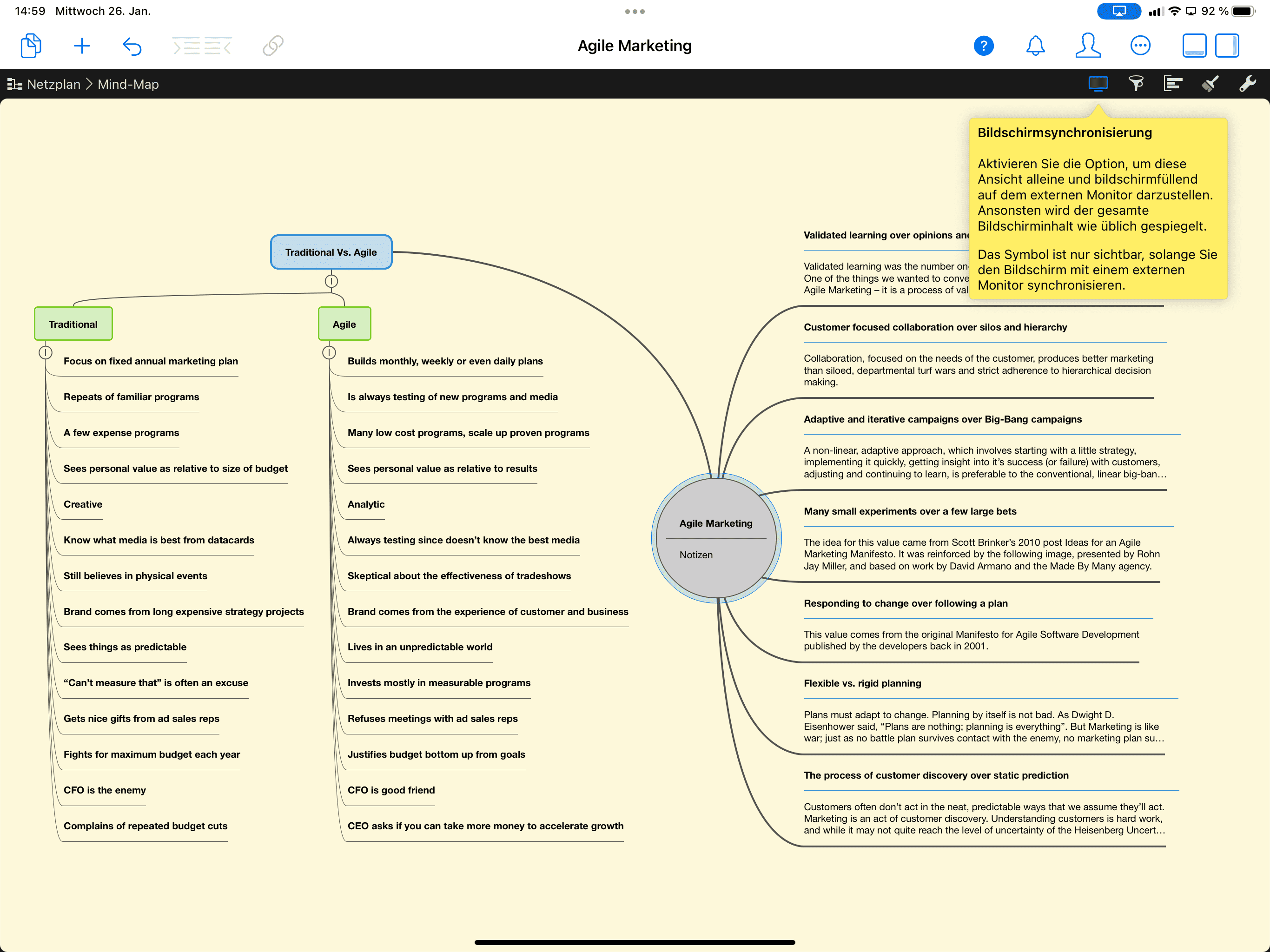 Bildschirmsynchronisierung via AirPlay in Merlin Project auf dem iPad