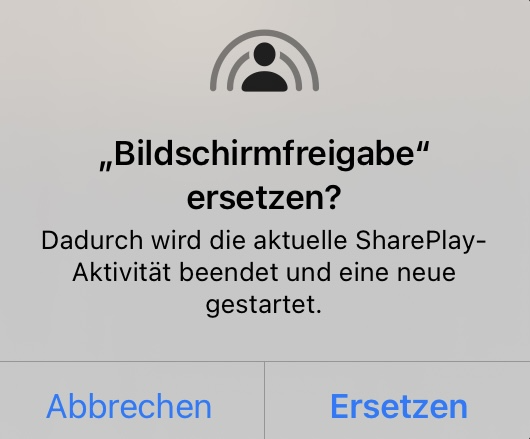SharePlay ersetzt Bildschirmfreigabe