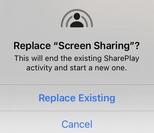 SharePlay replaces screen sharing