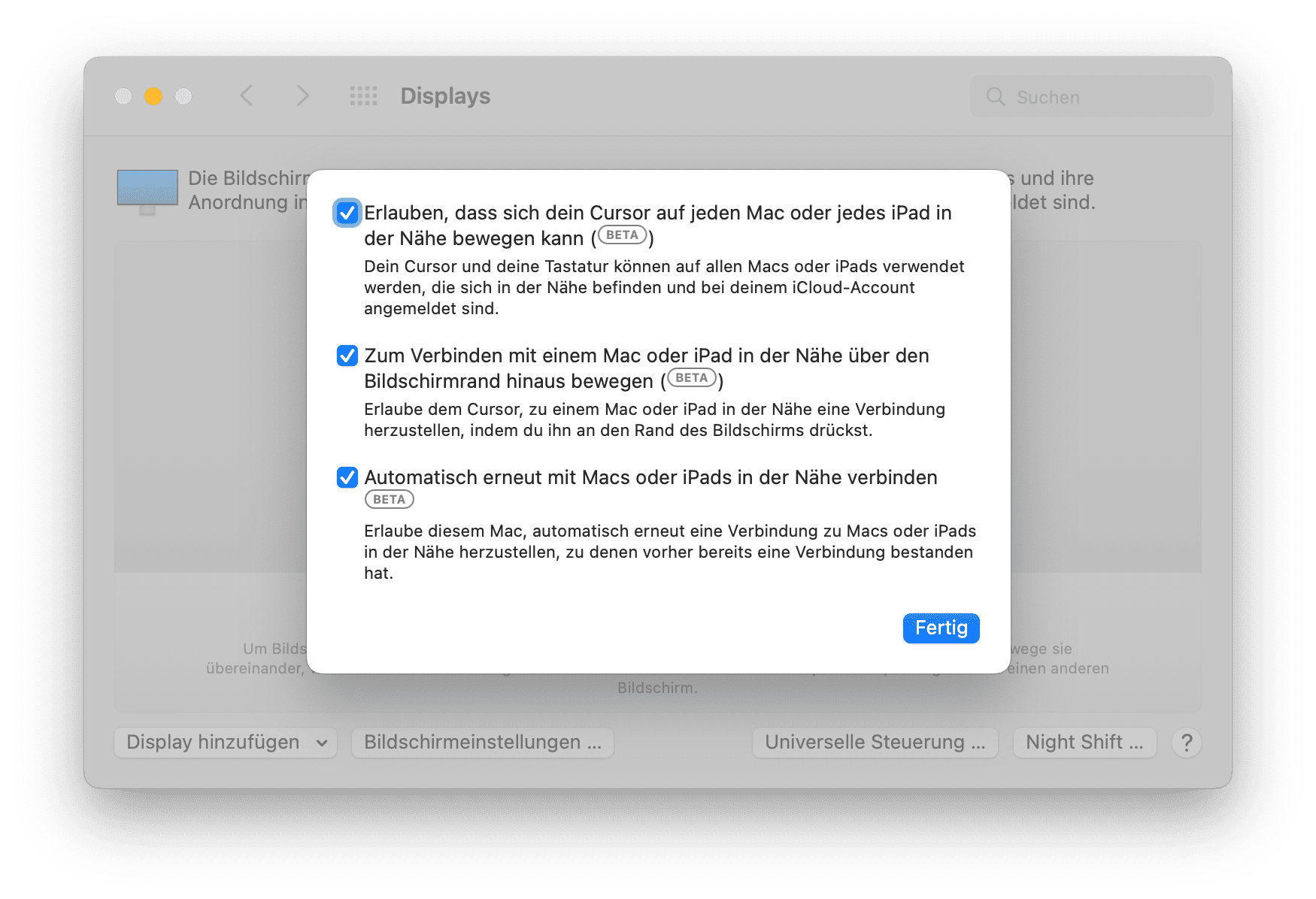 Universelle Steuerung ein