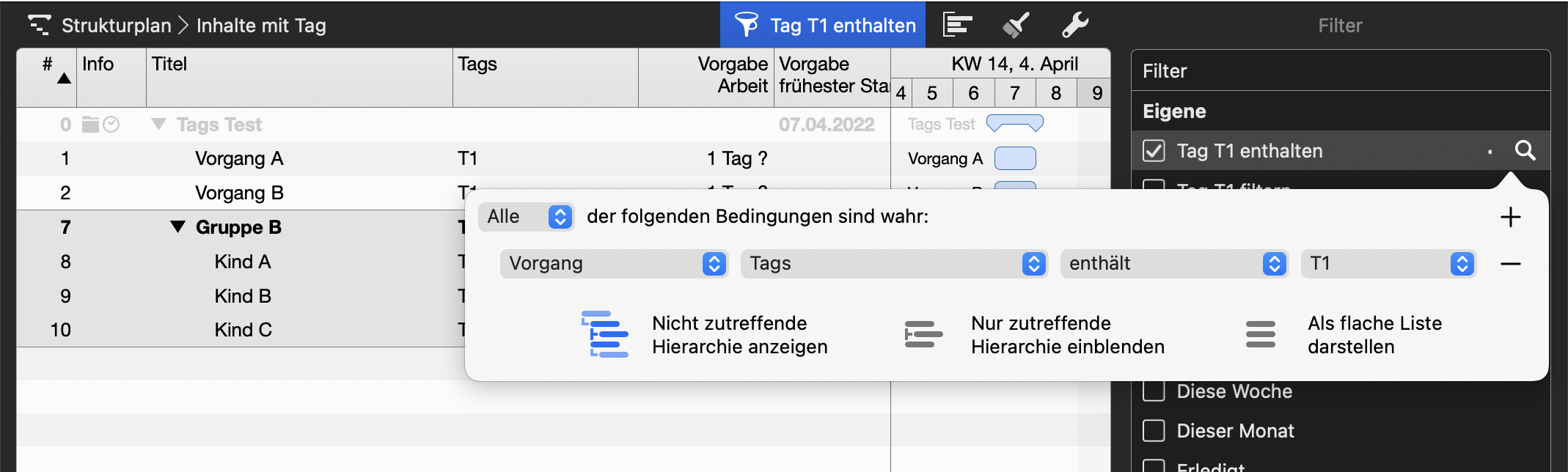Merlin Project - Tag enthalten herausfiltern