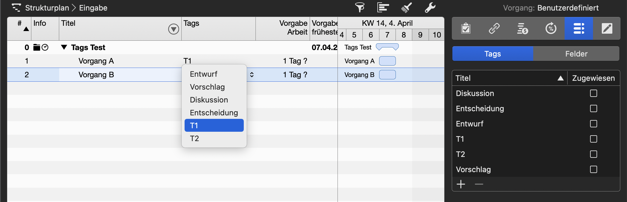 Merlin Project - Tag in der Gliederung zuweisen Merlin Project - Tag in der Gliederung zuweisen