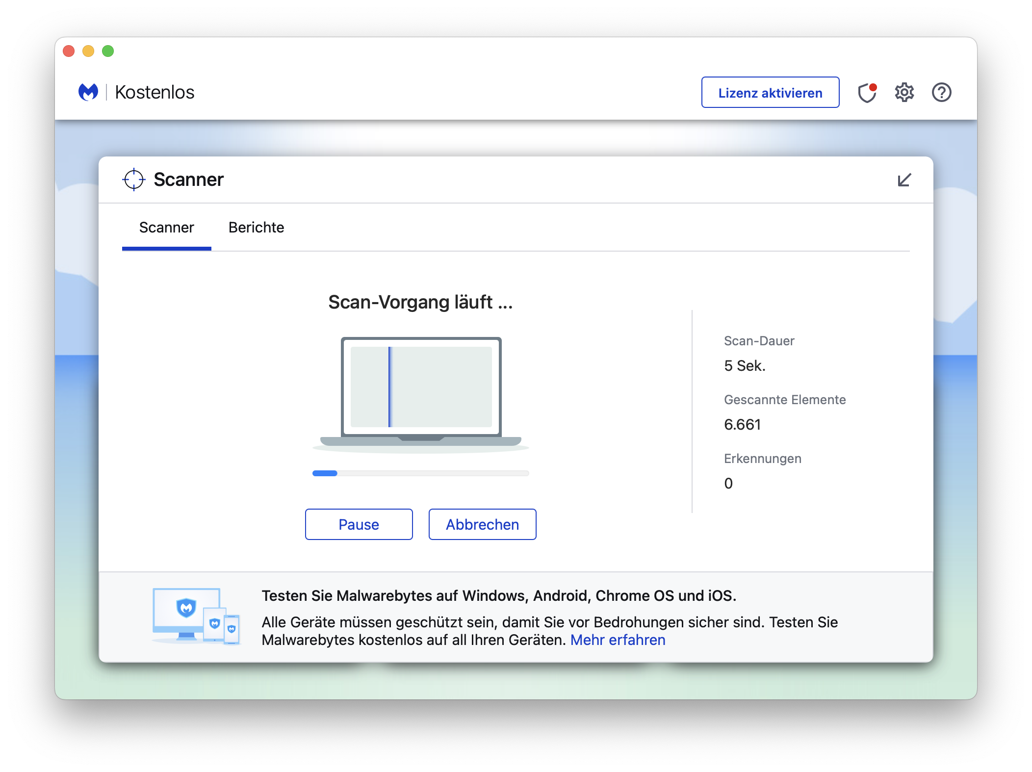 Malwarebytes Mac Scannt