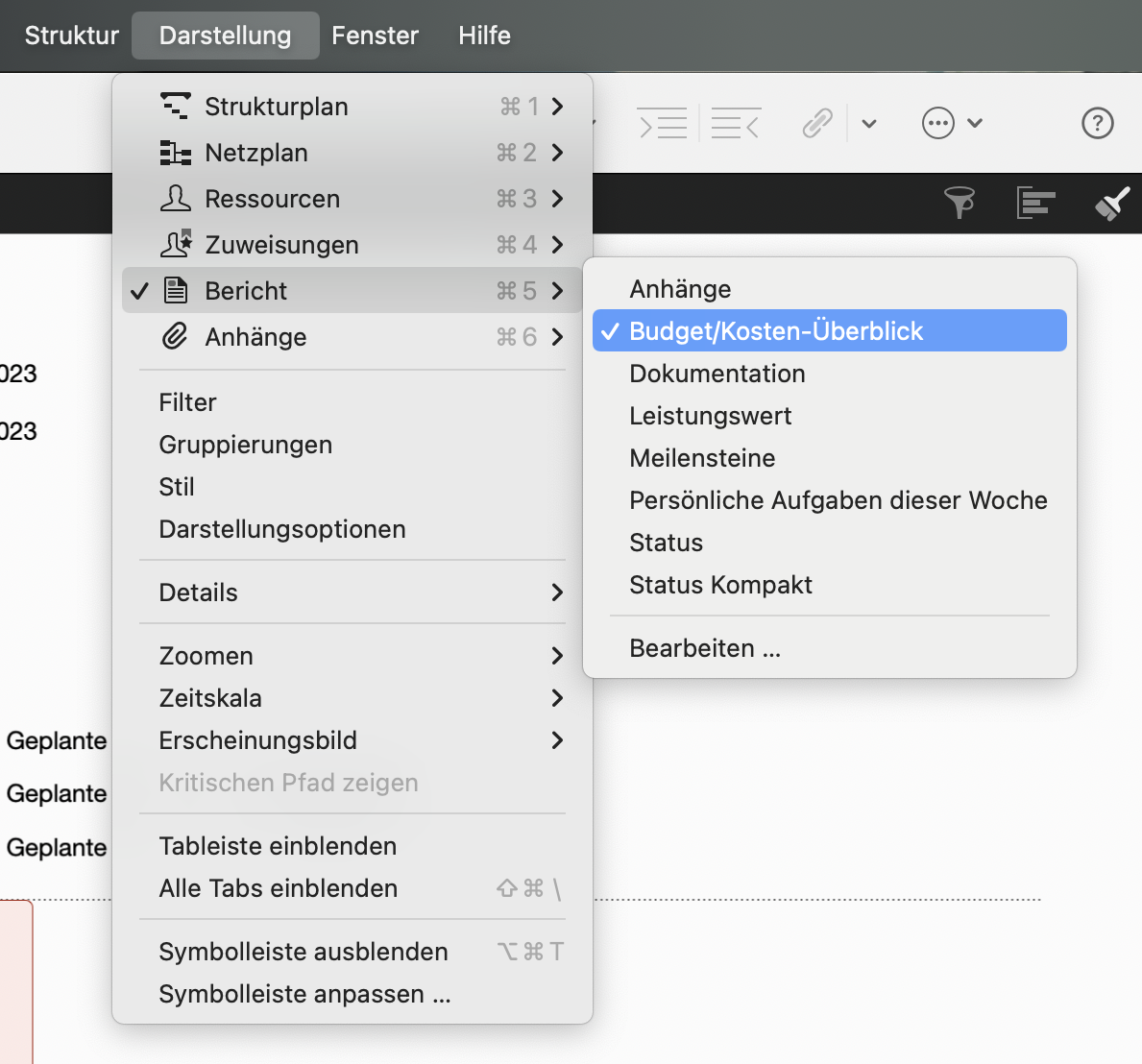 Budgetierungsansicht