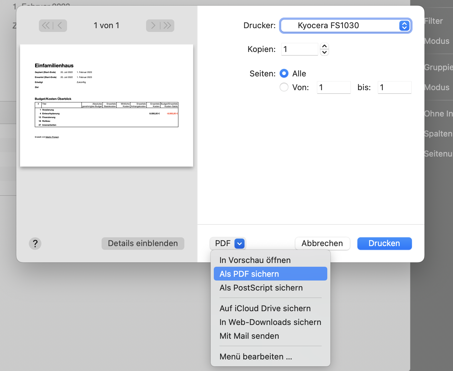Differenz zwischen geplanten und wirklichen Kosten im Projekt