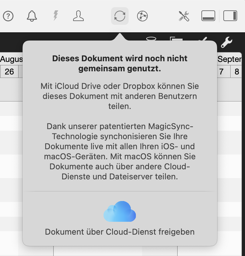 Merlin Project Dokumente für die Arbeit im Team über Dropbox, iCloud & Co. Dienste freigeben