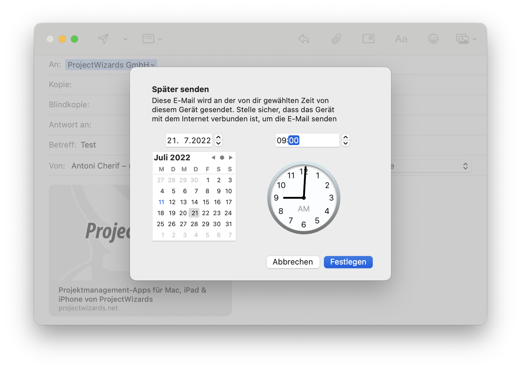 Mail Zeitplanung Mail Zeitplanung