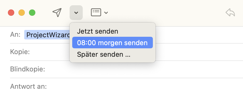 Mail Zeitoptionen Mail Zeitoptionen