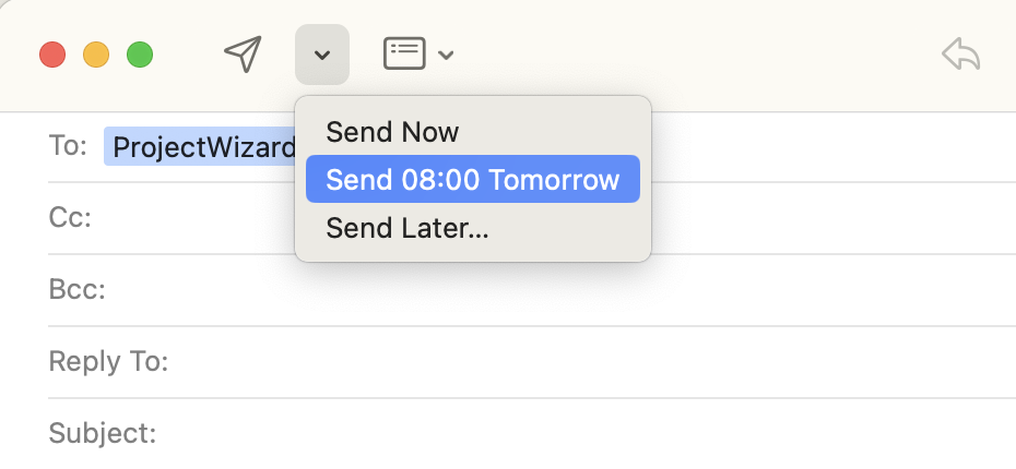 Mail time options Mail time options