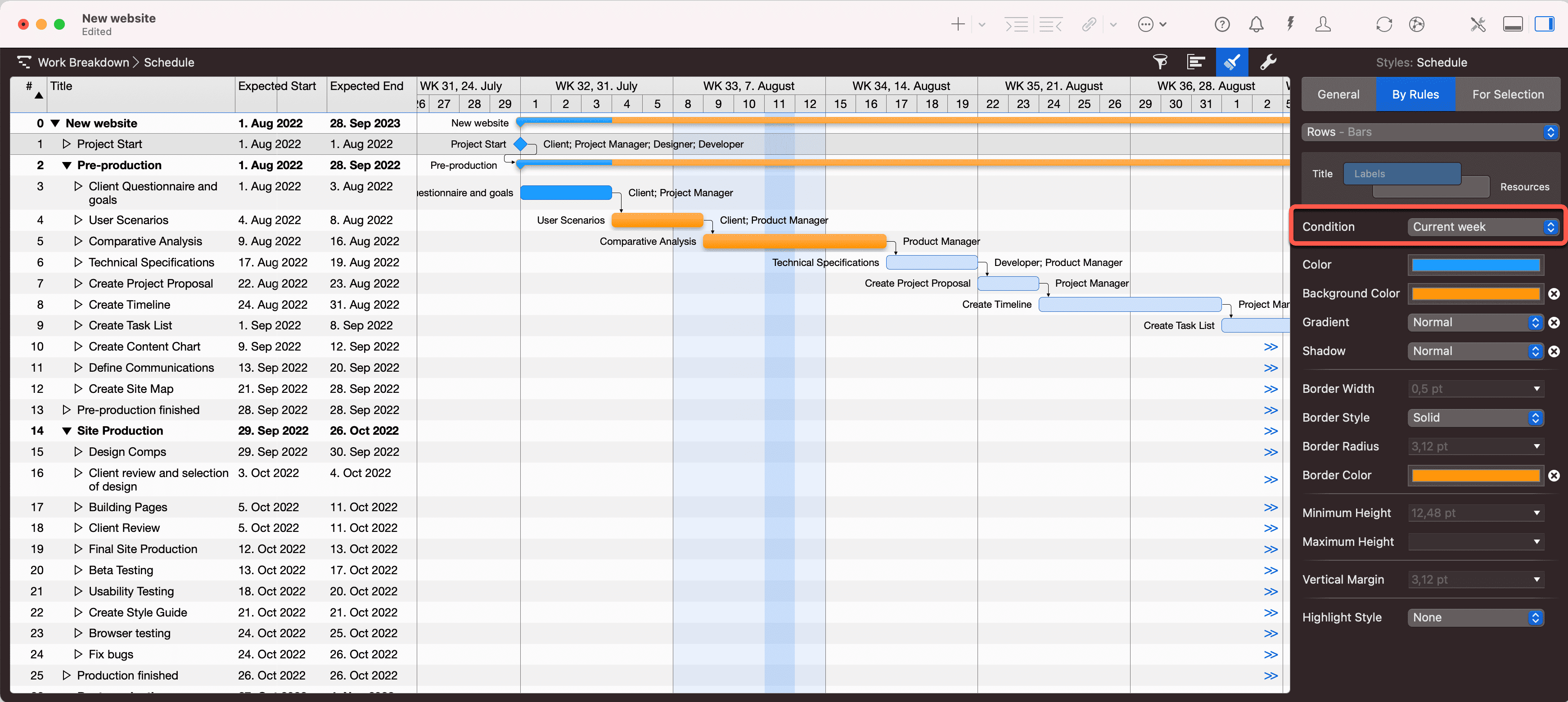Merlin Project - Customize Current Week's Tasks By Rule