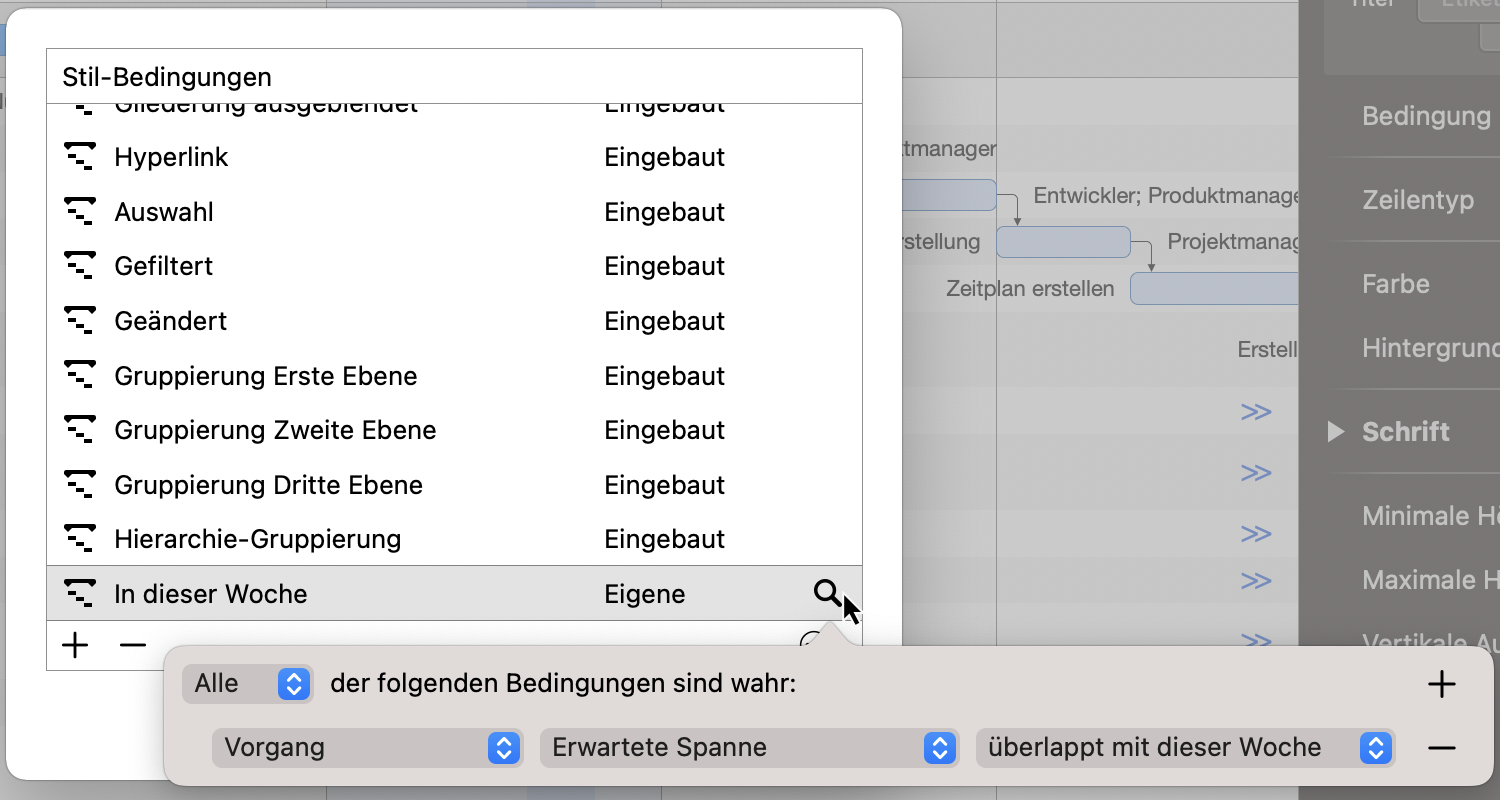 Merlin Project - Stil-Bedingung 'überlappt mit dieser Woche' Merlin Project - Stil-Bedingung 'überlappt mit dieser Woche'