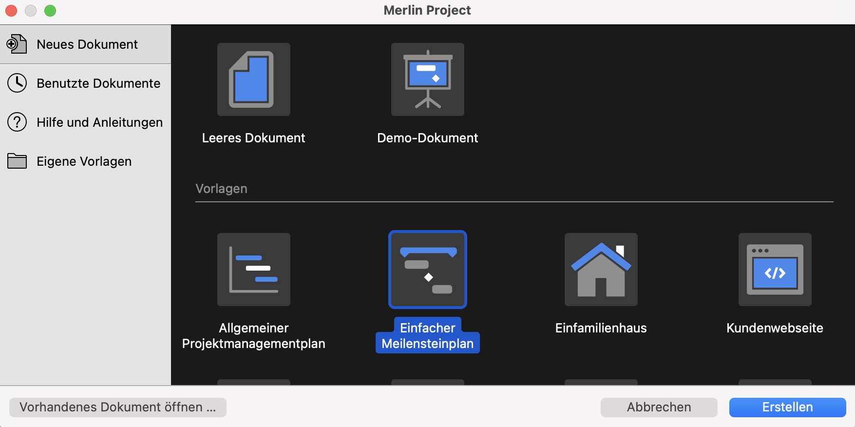 Merlin Project Vorlagen
