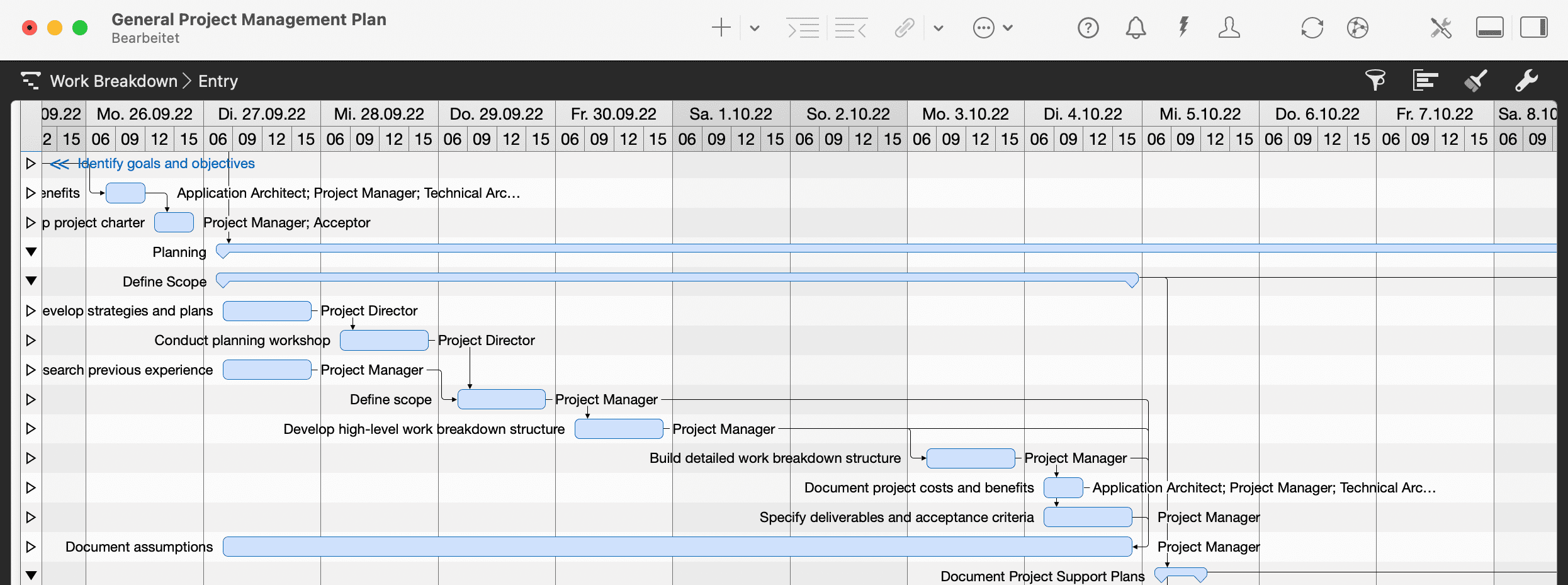 Gantt view in Merlin Project Gantt view in Merlin Project