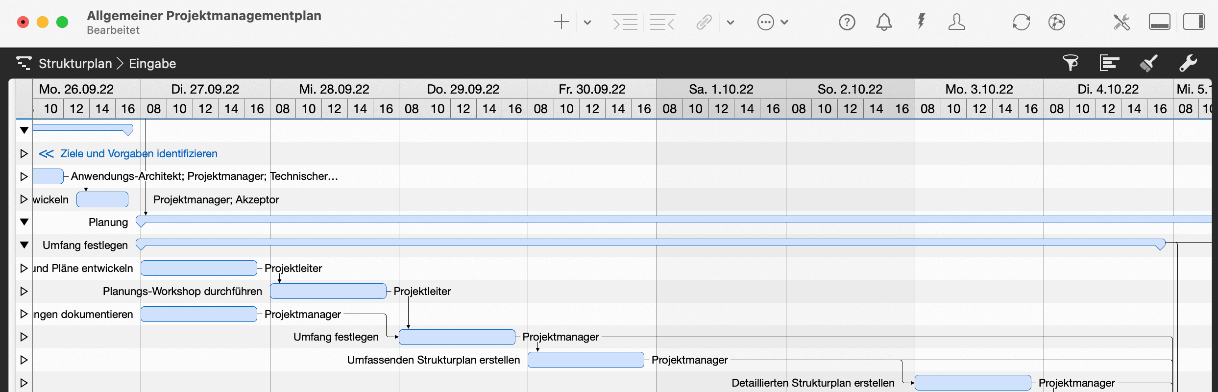 Gantt-Ansicht in Merlin Project Gantt-Ansicht in Merlin Project