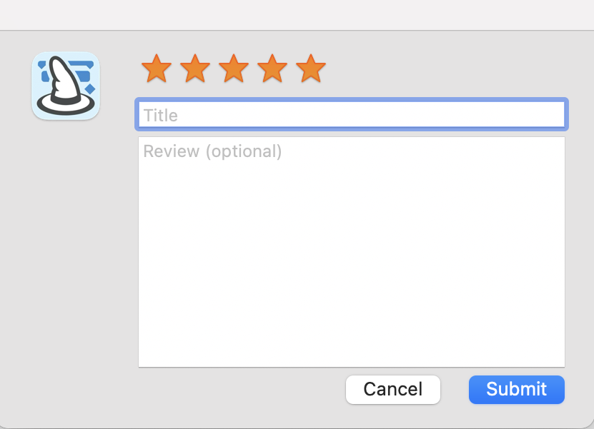 Evaluation form in the App Store Evaluation form in the App Store