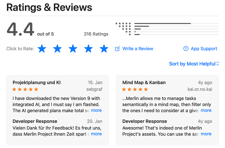 Reviews in the App Store Reviews in the App Store