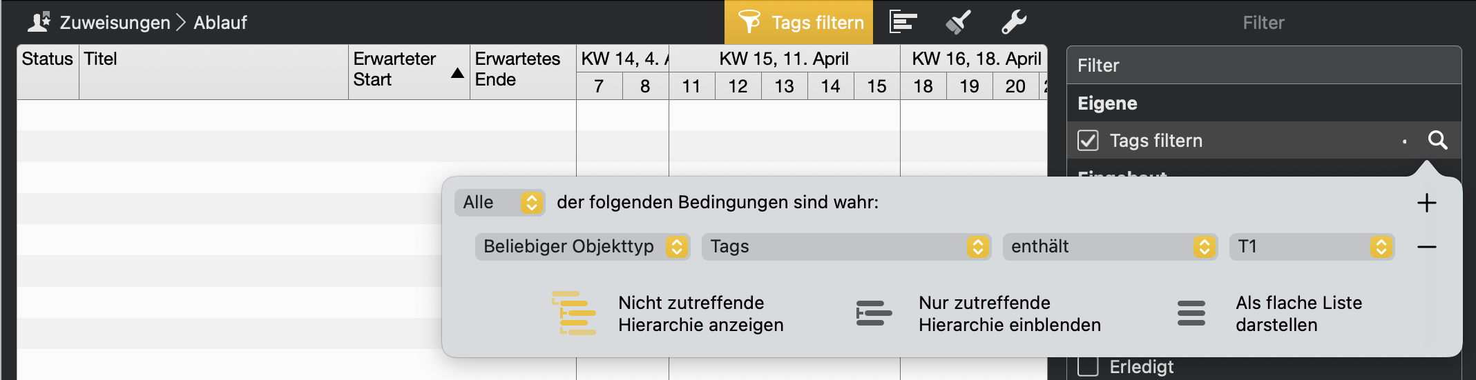 Merlin Project - Zuweisung: Tag filtern