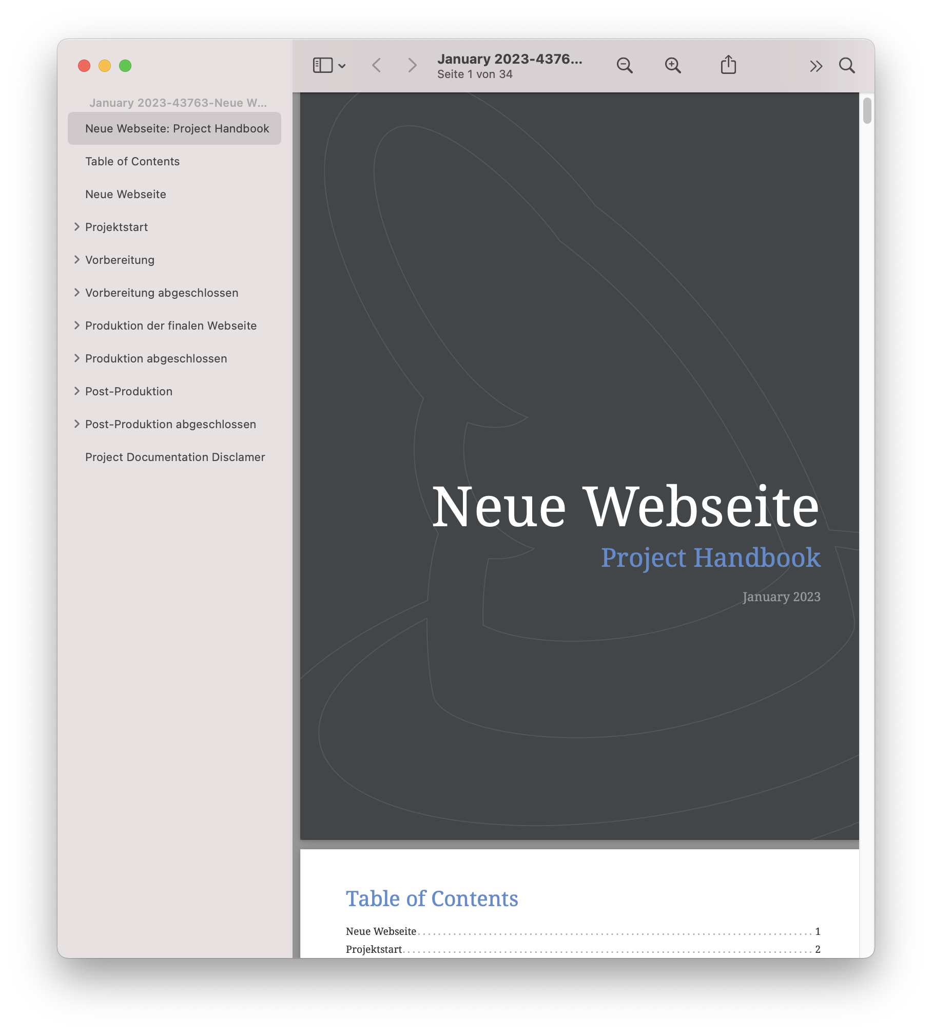 Projekthandbuch für das Demodokument