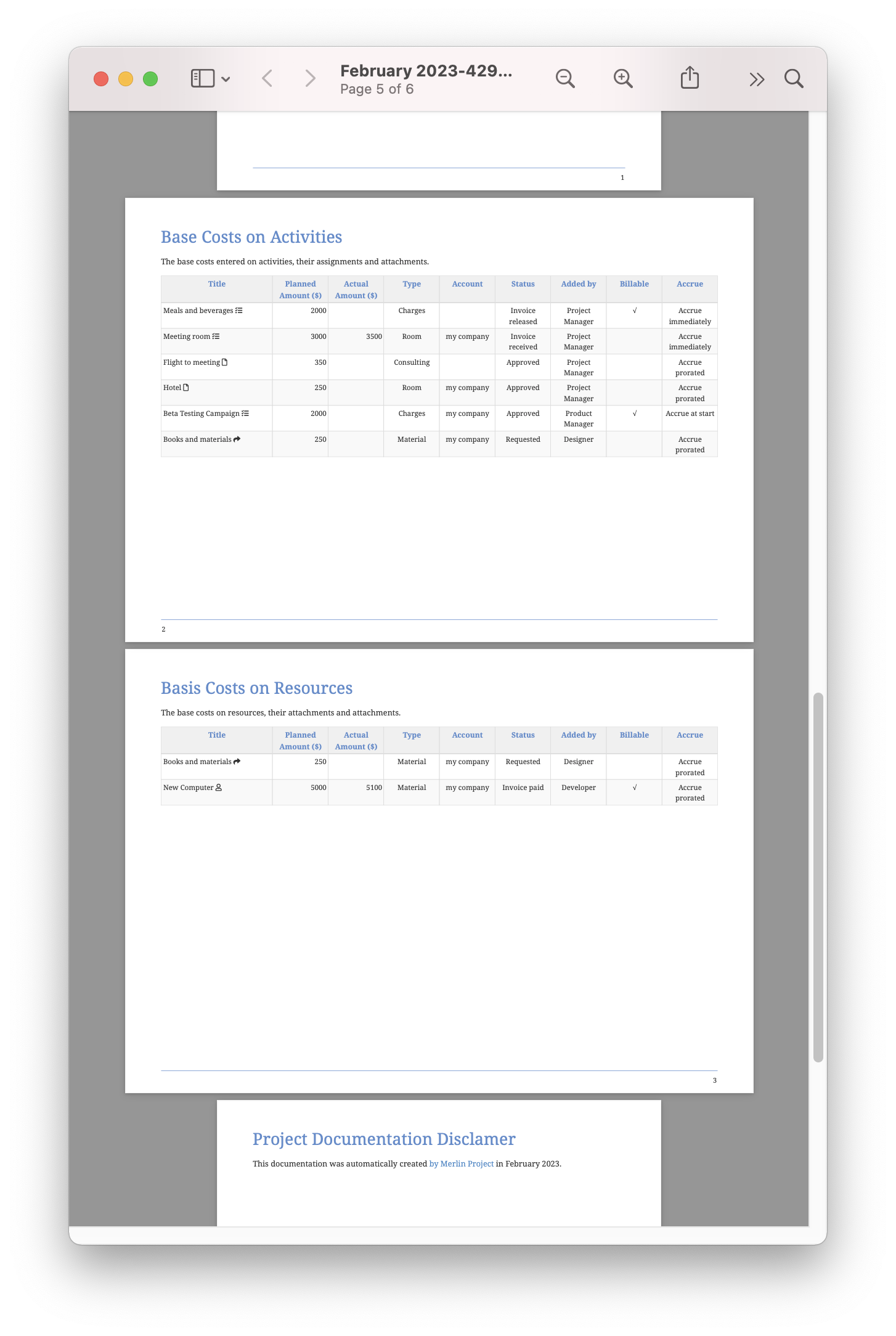 Base Cost Report: Mixed Orientation of Pages