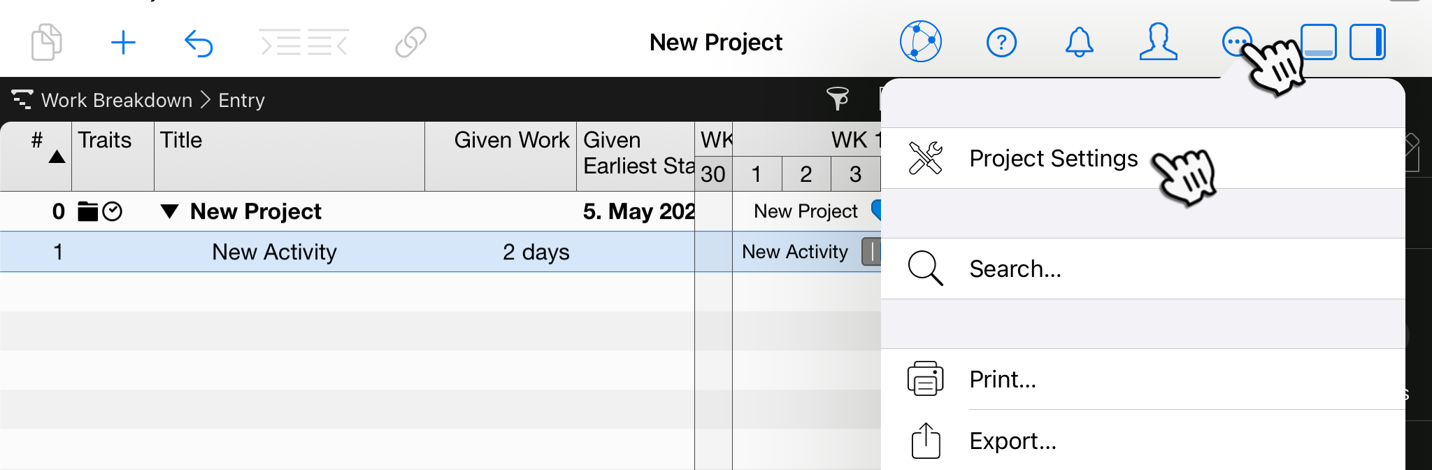 Merlin Project on the iPad - Project Settings