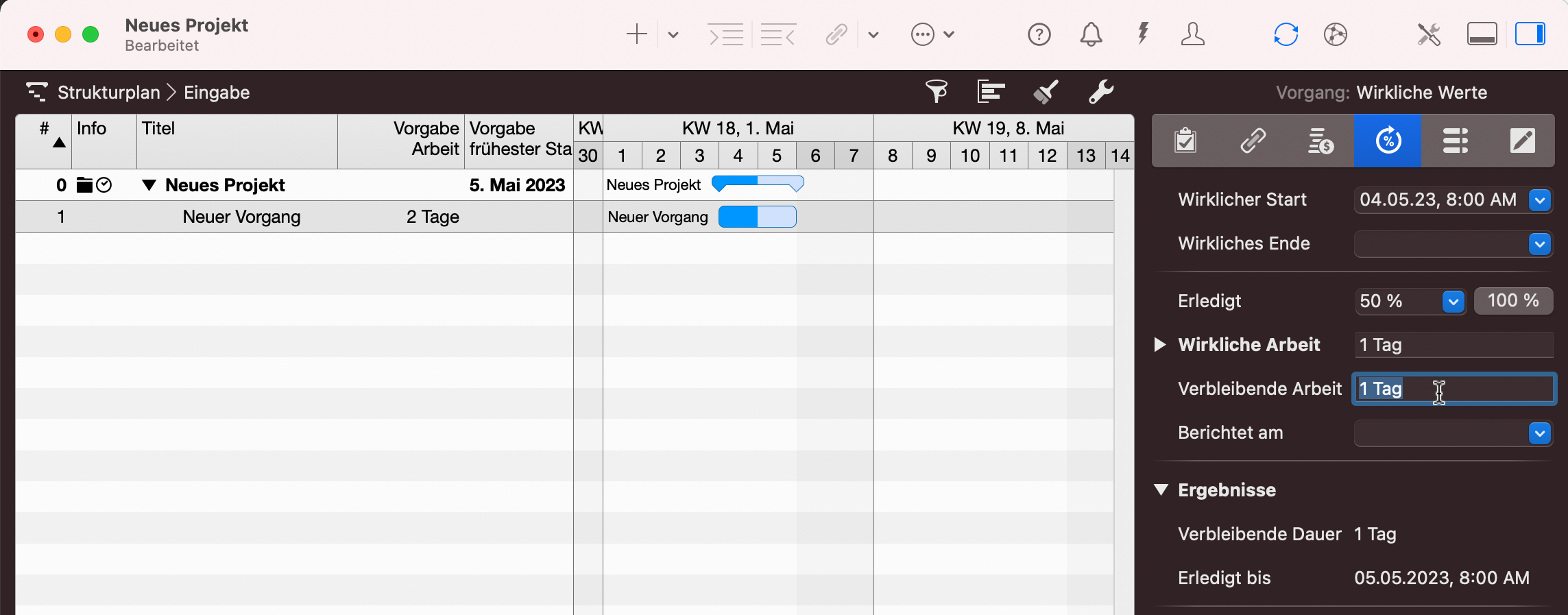 Merlin Project - Eingabe des Fortschritts als Arbeit und Anpassung der Verbleibenden Arbeit Merlin Project - Eingabe des Fortschritts als Arbeit und Anpassung der Verbleibenden Arbeit