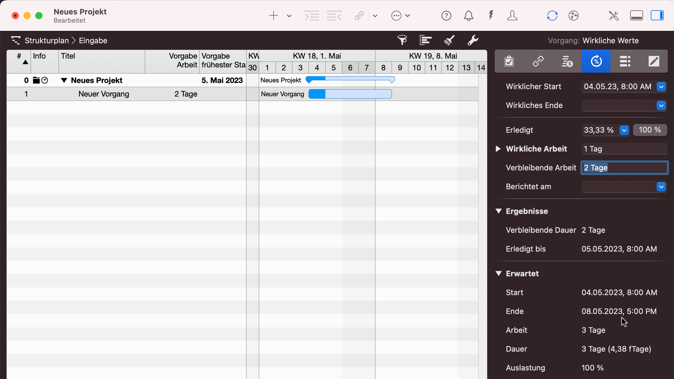 Merlin Projekt - Berechnete Wirkliche Erledigung und Erwartetes Ende Merlin Projekt - Berechnete Wirkliche Erledigung und Erwartetes Ende