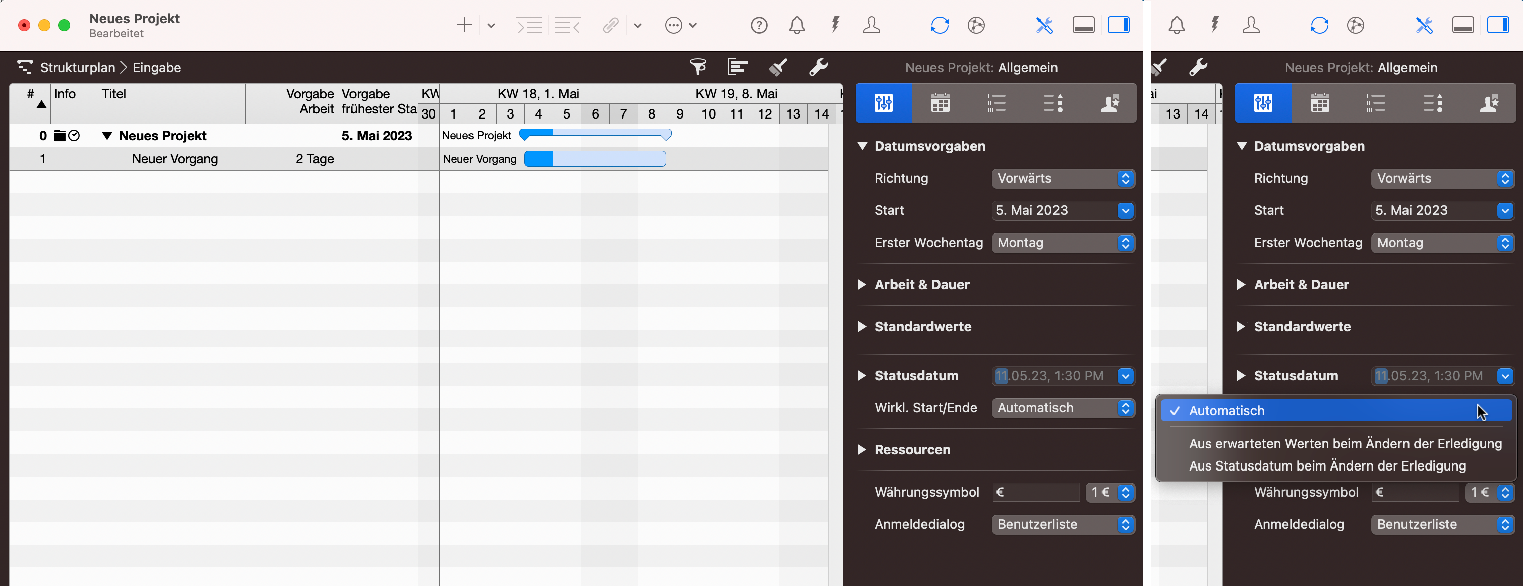 Merlin Project - Wirkl. Start/Ende Merlin Project - Wirkl. Start/Ende