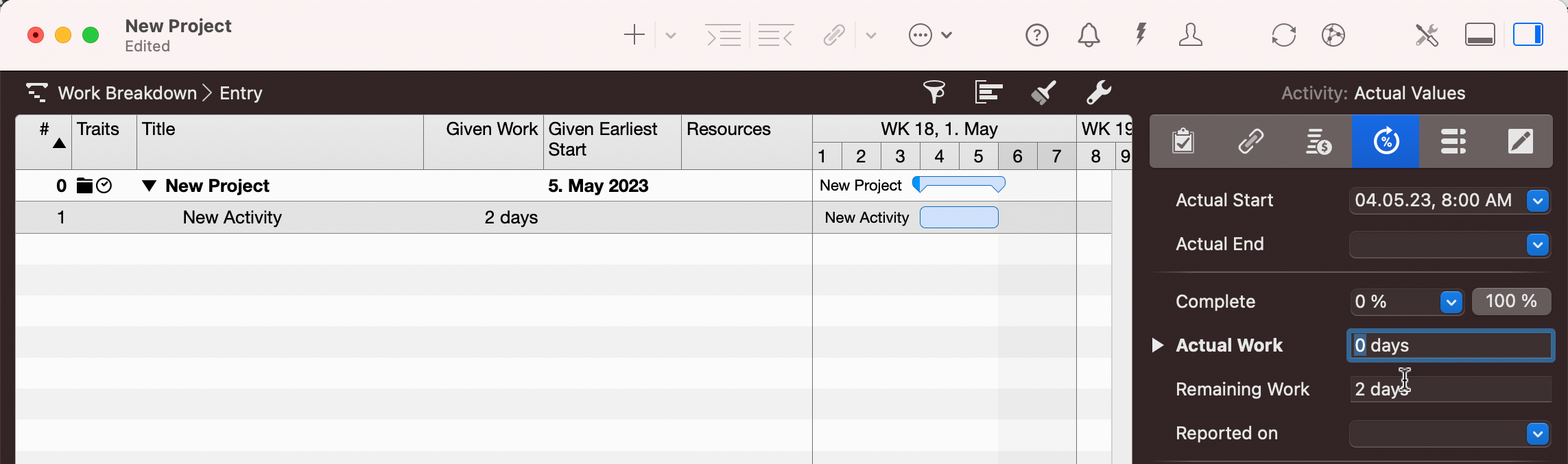 Merlin Project - Entering the Progress as Work