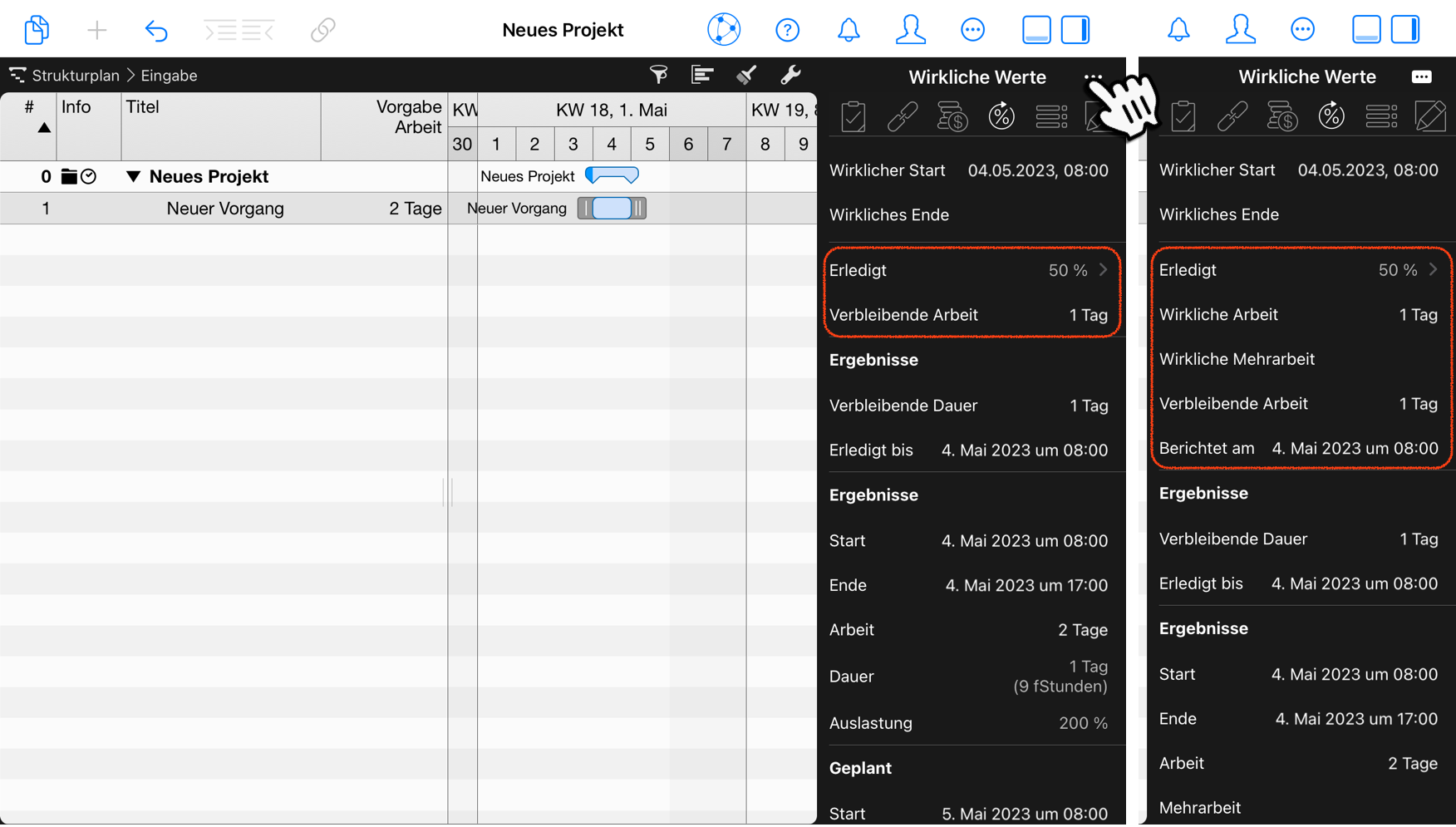 Merlin-Projekt auf dem iPadOS - Inspektor erweitern