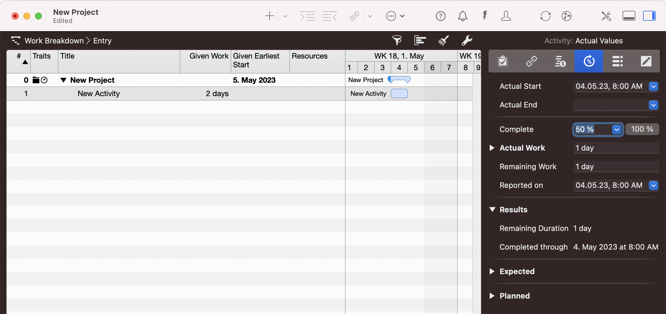 Merlin Project - Entering the Progress as a Percentage