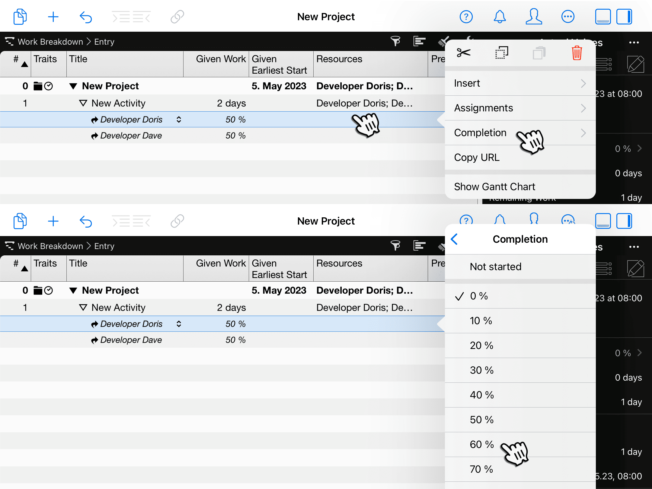 Merlin Project en el iPad - Cambiar finalización