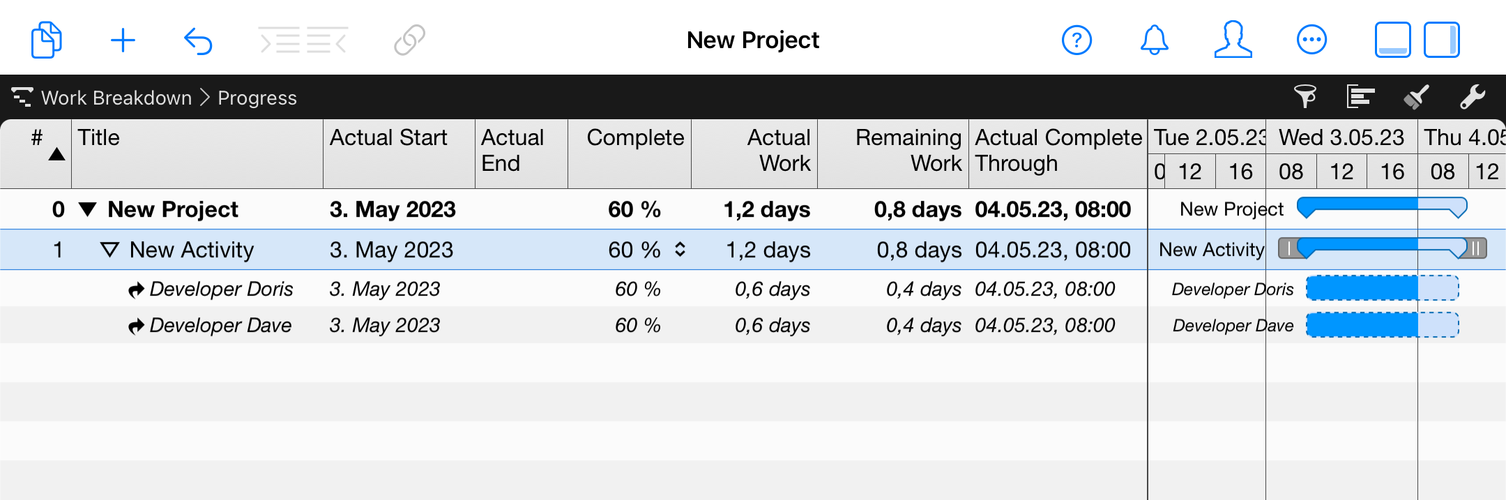 iPad 上的 Merlin Project － 活动完成度为 60%